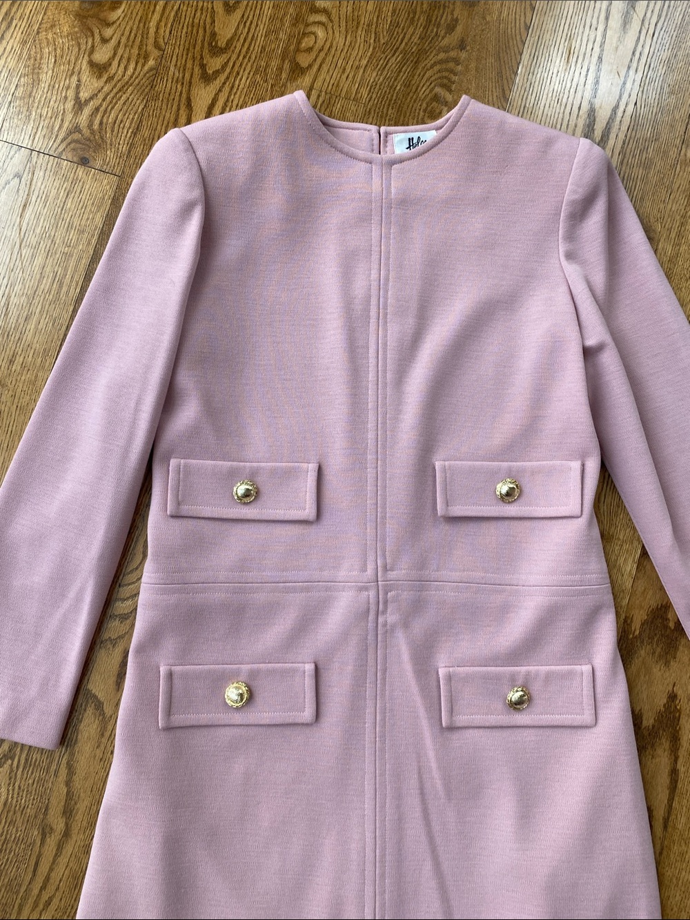 Vintage Helga powder pink Jackie O First Lady dress faux pocket size medium knit - Picture 10 of 16